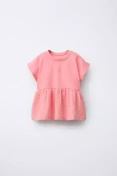 Фактурная блузка с вышивкой ZARA, розовый