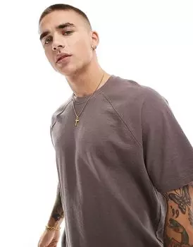 Фактурная футболка коричневого цвета New Look