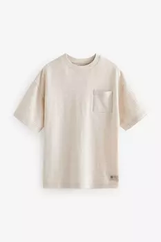 Фактурная футболка свободного кроя (3–16 лет) Next, бежевый