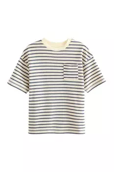 Фактурная футболка свободного кроя (3–16 лет) Next, экрю