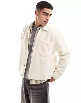 Фактурная куртка цвета экрю Pull&Bear