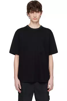 Фактурная мерсеризованная хлопковая футболка Stone Island, черный