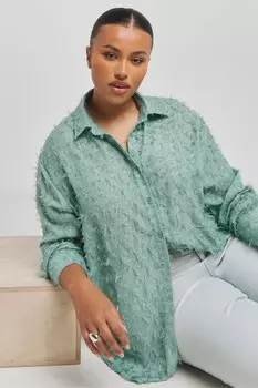 Фактурная пушистая рубашка Simply Be, зеленый