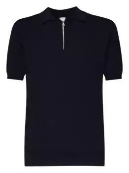 Фактурная рубашка поло с воротником на молнии Eleventy, синий