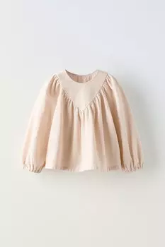 Фактурная рубашка с деталями в виде кокетки ZARA, цвет stone