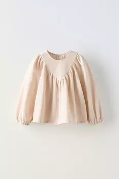Фактурная рубашка с деталями в виде кокетки ZARA, цвет stone