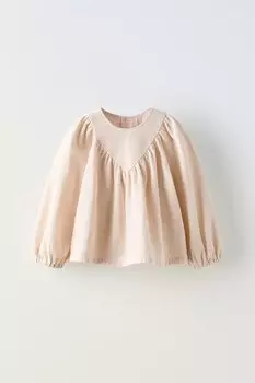 Фактурная рубашка с деталями в виде кокетки ZARA, цвет stone