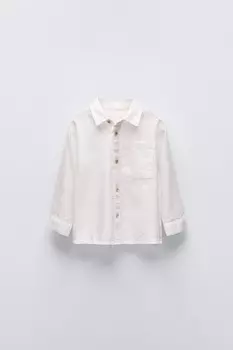 Фактурная рубашка с карманом ZARA, экрю