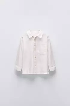 Фактурная рубашка с карманом ZARA, экрю
