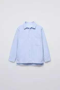 Фактурная рубашка с карманом ZARA, небесно-голубой