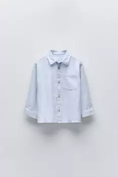 Фактурная рубашка с карманом ZARA, синий