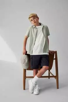 Фактурная рубашка с коротким рукавом (3–16 лет) Next, серый