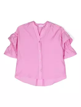 Фактурная рубашка с оборками Miss Grant Kids, розовый