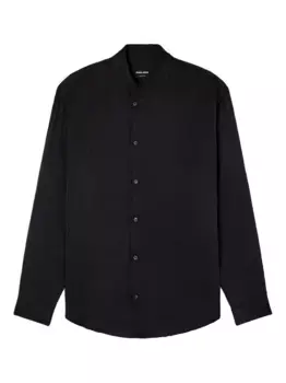 Фактурная рубашка с воротником-стойкой GIORGIO ARMANI, черный