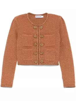 Фактурная трикотажная куртка Self-Portrait, коричневый