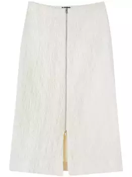 Фактурная юбка миди на молнии JIL SANDER, белый