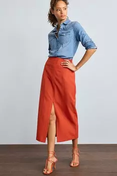 Фактурная юбка миди по фигуре Next, оранжевый