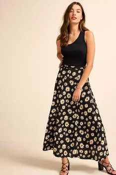 Фактурная юбка миди со вставками Next, черный