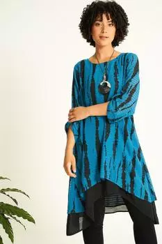 Фактурное двухслойное платье с колье Saloos, зеленый