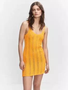 Фактурное мини-платье Mango Cari, средний желтый