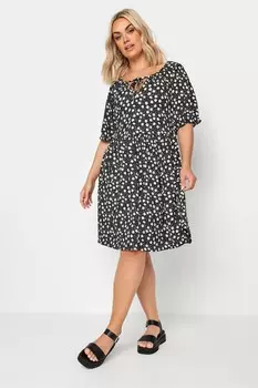 Фактурное мини-платье с цветочным принтом Yours, черный