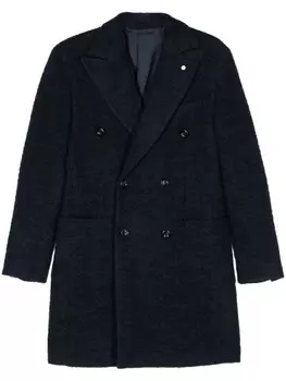 Фактурное пальто LUIGI BIANCHI MANTOVA, синий