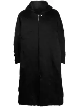 Фактурное пальто с капюшоном Rick Owens, черный