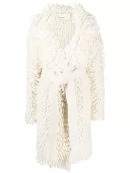Фактурное пальто с поясом SHERPA, белый