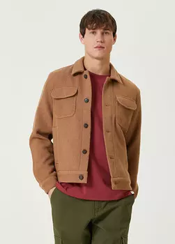 Фактурное пальто в полоску Les Deux, бежевый