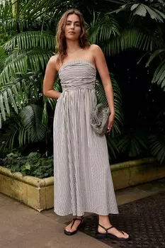 Фактурное платье бандо миди Next, черный