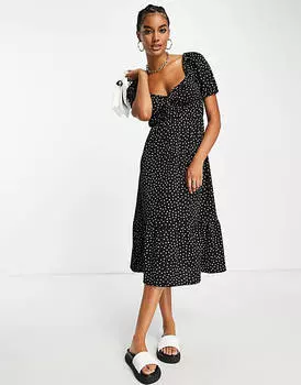 Фактурное платье миди однотонного цвета ASOS DESIGN