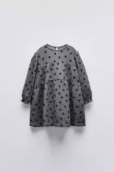 Фактурное платье с бантами ZARA, серый