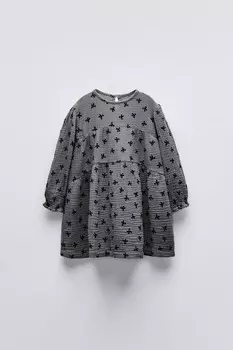 Фактурное платье с бантами ZARA, серый