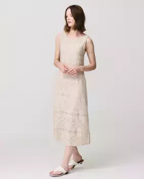 Фактурное платье с открытым круглым вырезом и без рукавов Escorpion, цвет Piedra