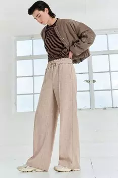 Фактурные эластичные брюки с широкими штанинами Next, бежевый