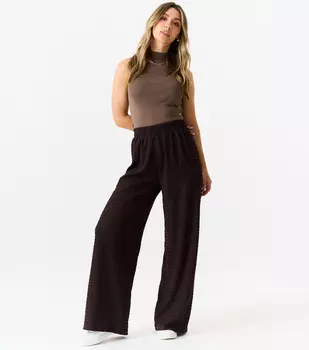 Фактурные брюки с эластичным поясом Gini London, коричневый