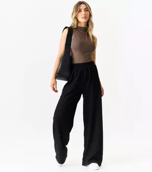 Фактурные брюки с эластичным поясом Gini London, черный