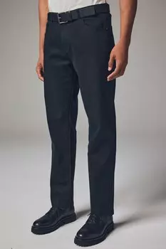 Фактурные брюки с поясом и пятью карманами Next, черный