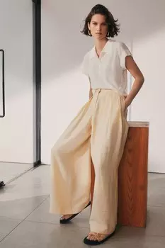 Фактурные брюки с широкими штанинами Next, бежевый