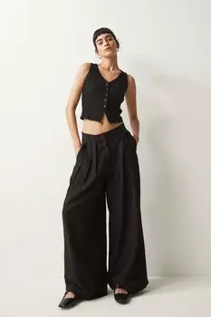 Фактурные брюки с широкими штанинами Next, черный