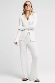 Фактурные брюки широкого кроя River Island, бежевый