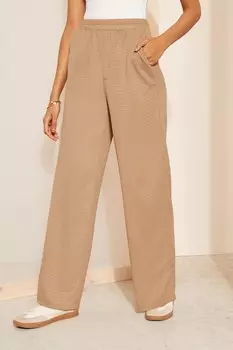 Фактурные брюки широкого кроя с эластичной талией Friends Like These, коричневый