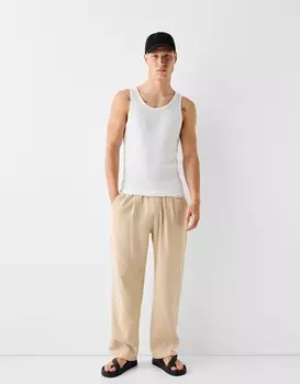 Фактурные брюки широкого кроя в деревенском стиле Bershka, желтый