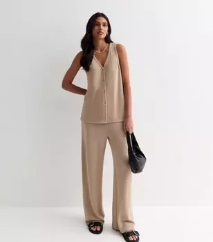 Фактурные брюки тонкой вязки New Look, светло-коричневый