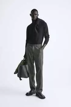 Фактурные брюки ZARA, серый