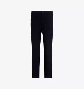 Фактурные прямые брюки классического кроя из ткани Emporio Armani, синий