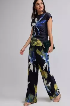 Фактурные широкие брюки из джерси Next, синий