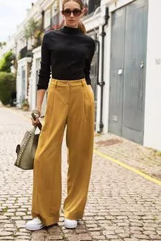 Фактурные широкие брюки с теплым захватом Охристо-желтый Next, желтый