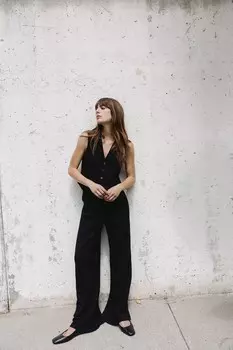 Фактурные жаккардовые брюки ZARA, черный