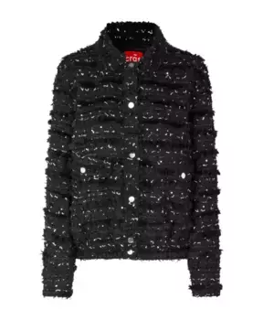Фактурный бомбер с серебряными пуговицами Cras, черный